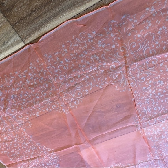 Vintage Scarf Pink White Floral by Burmel Made in Japan Hand Rolled Polyester - Picture 2 of 4